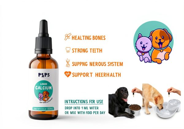 Calcium Liquid for Dogs and Cats by Psps 2 Fl Oz with Vitamins A C D-5