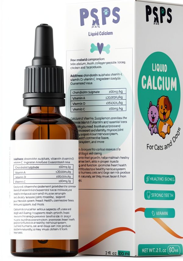 Calcium Liquid for Dogs and Cats by Psps 2 Fl Oz with Vitamins A C D-4