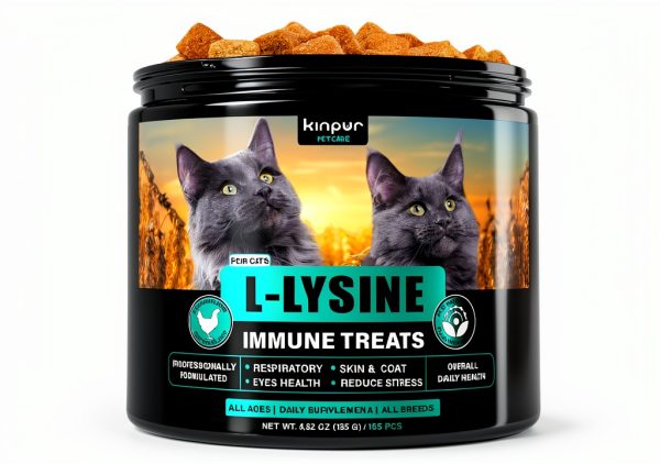 Lysine Cat Treats with Natural Vitamins & Trace Minerals - Daily Immune Support for Cats & Kittens That Eases Sneezing, Runny Nose, Watery Eyes - Promotes Respiratory Health, Normal Eye Function 135-0