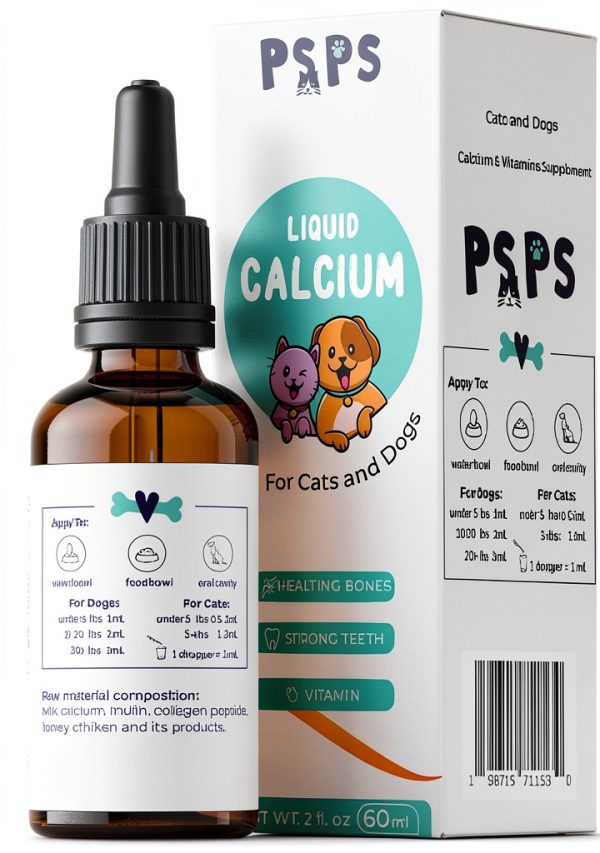 Calcium Liquid for Dogs and Cats by Psps 2 Fl Oz with Vitamins A C D-1