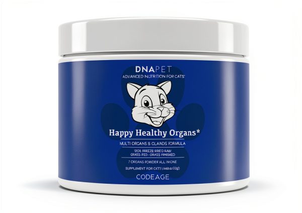 Happy Healthy Organs & Glands Supplement For Cats, Freeze-Dried Raw Bovine Liver Grass-Fed Bone Marrow Heart Kidney Pancreas, Bovine Thymus Iron Multi Organ Powder, Joints Cat Vitamins 1.48 oz-0