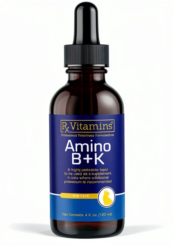 Rx Vitamins Amino B+K - Cat Vitamin B & Potassium Supplement for Cats - with Amino Acids Taurine & Lysine - Aids in Cat Kidney Support & Immune Support for Cats - Liver & Bacon 4oz-0
