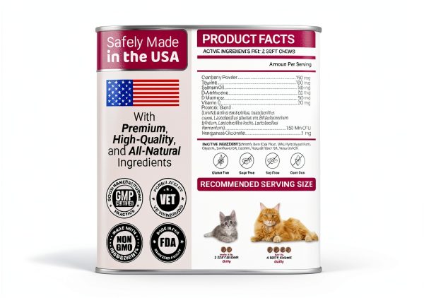 Cat UTI Treatment Cranberry Supplement by YUMAS 120 Chew Multivitamin-5