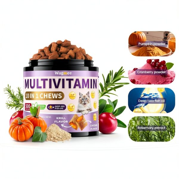 Cat Multivitamin Wagmee 10-in-1 Crunchy Chews with Omega‑3 Flavor-2