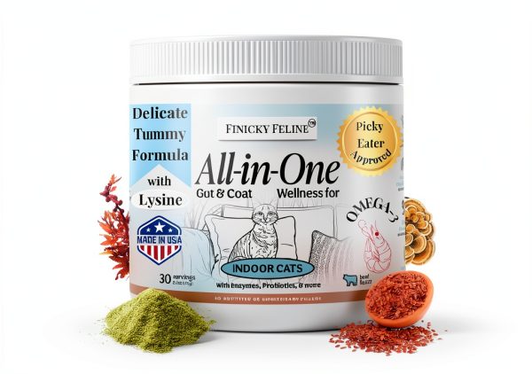 Indoor Cat Multivitamin - Finicky Feline Omega 3 Lysine-0