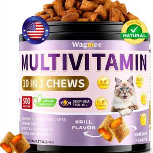 Cat Multivitamin Wagmee 10-in-1 Crunchy Chews with Omega‑3 Flavor-0