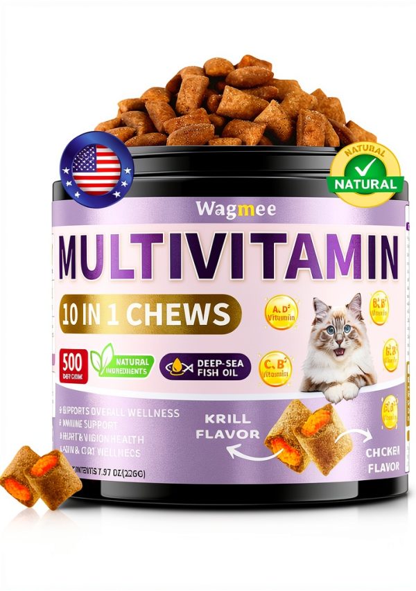 Cat Multivitamin Wagmee 10-in-1 Crunchy Chews with Omega‑3 Flavor-0