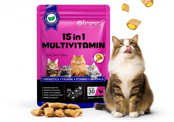 15 in 1 Multivitamin for Cats FANSHI Chicken Flavor Chews 3.7 oz-0
